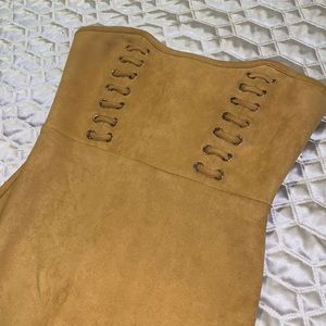 Suede strapless dress